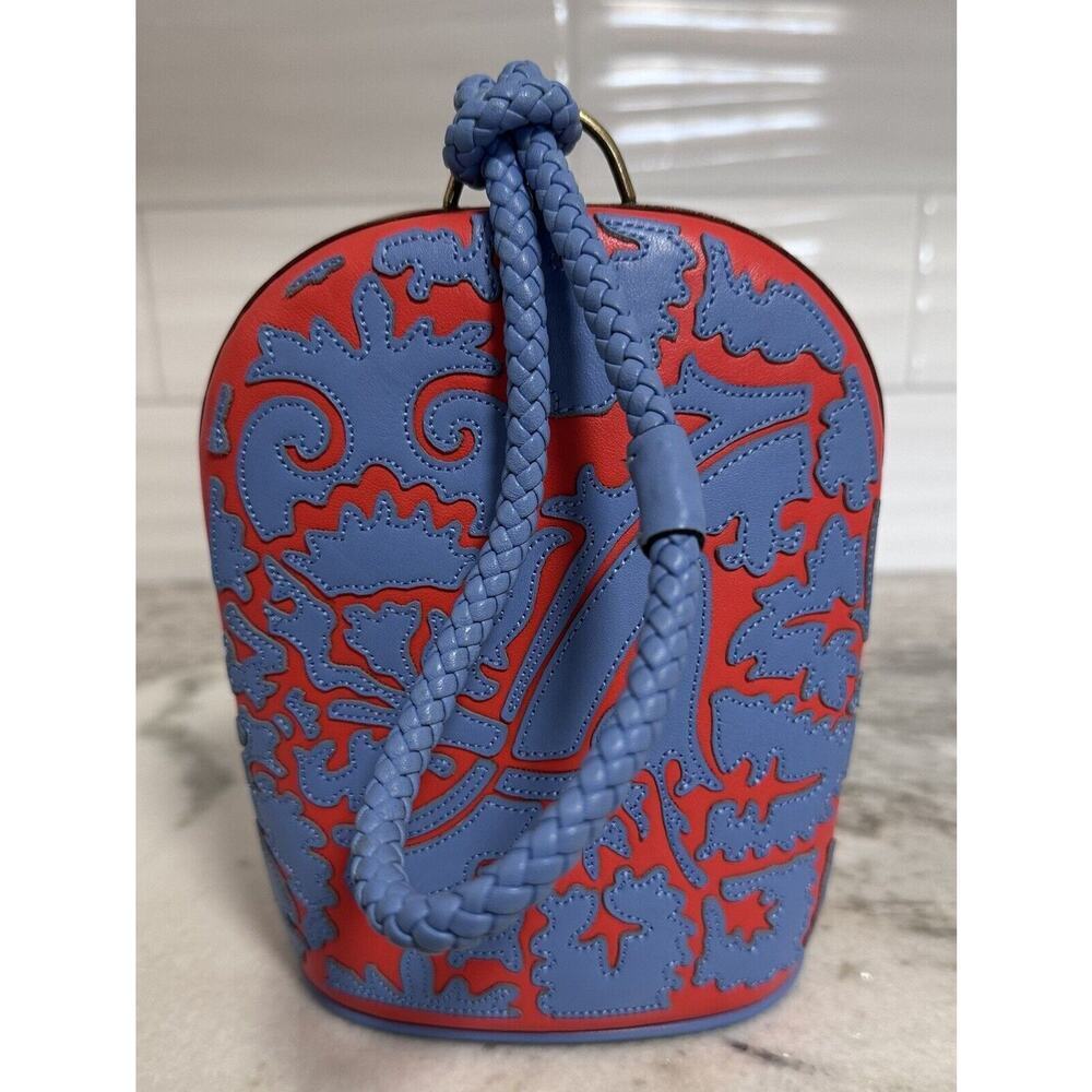 Tory Burch Blue Red Leather Dome Clutch Mini Handbag - Picture 2 of 13